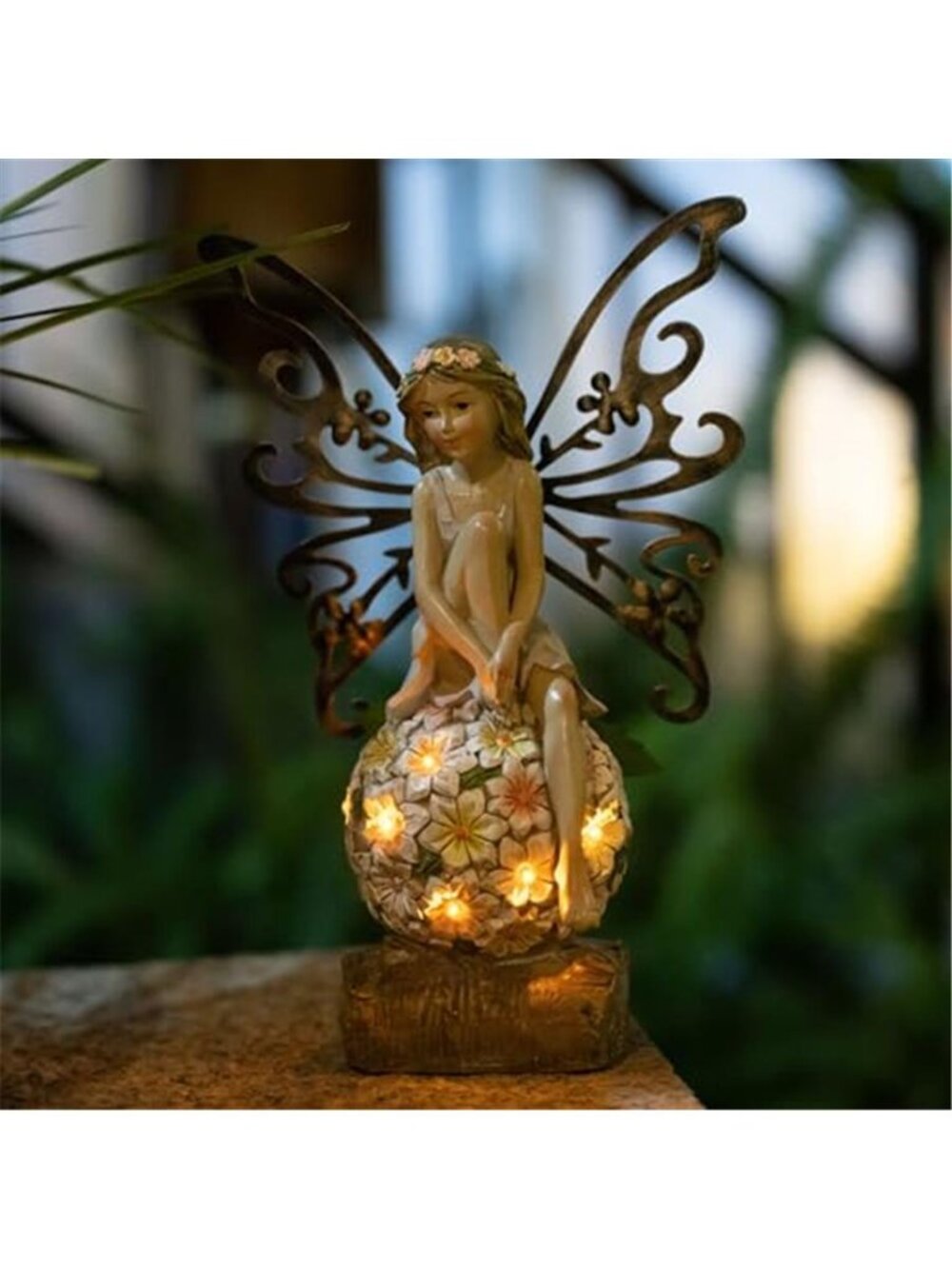 Solar Fairy Statue Garden Decor - Fairies and 7 LED Lights - Lawn Decor Statue